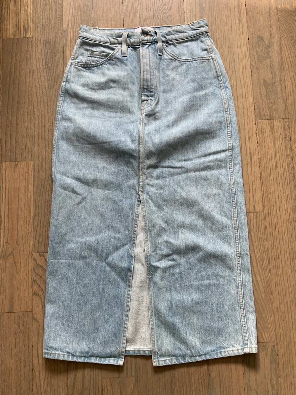 FRAME Le Italien Denim Maxi Skirt Light Wash Size 25